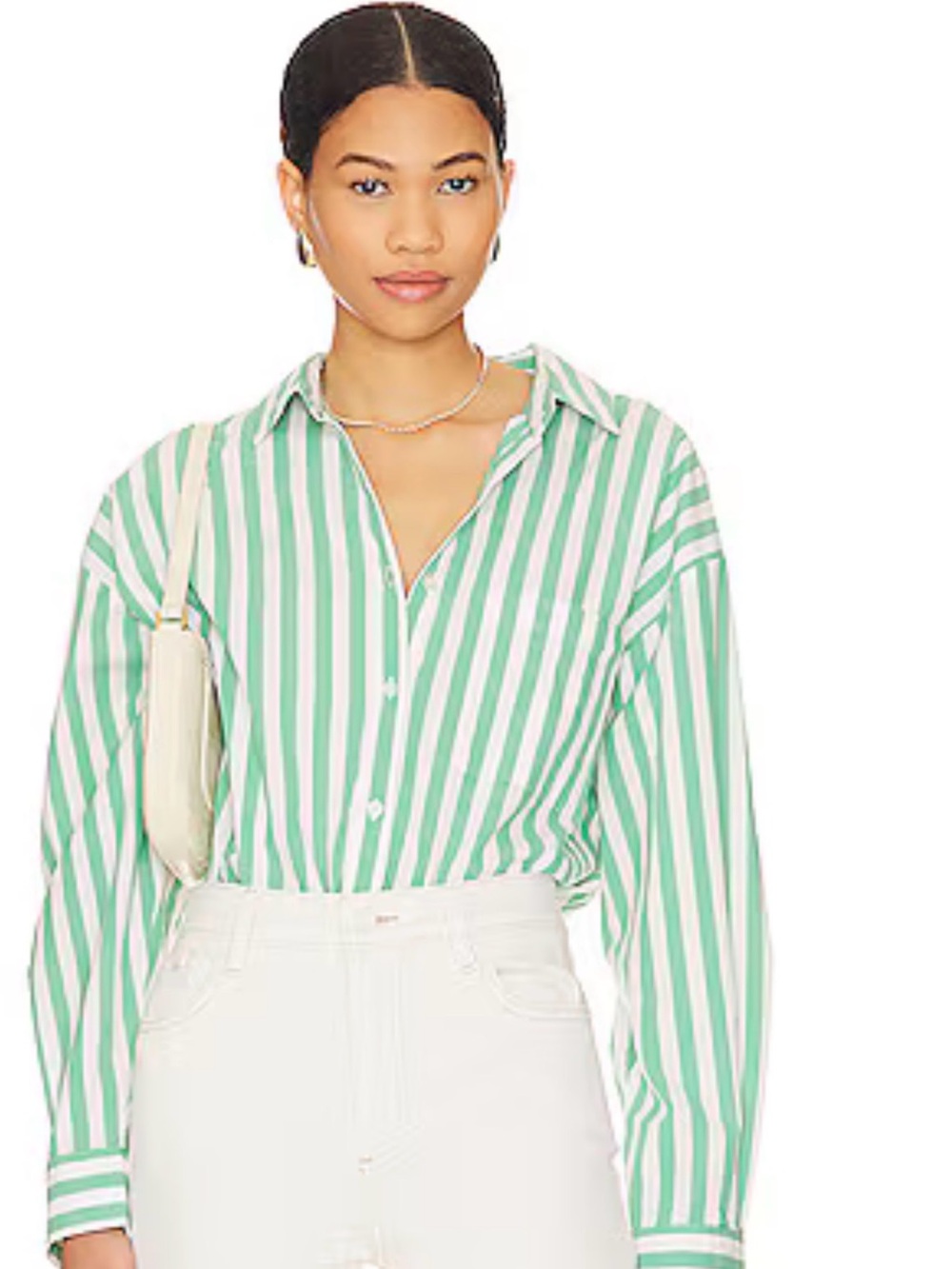 Pistola Sloane Button Up Shirt Clover Stripe Green White Size M